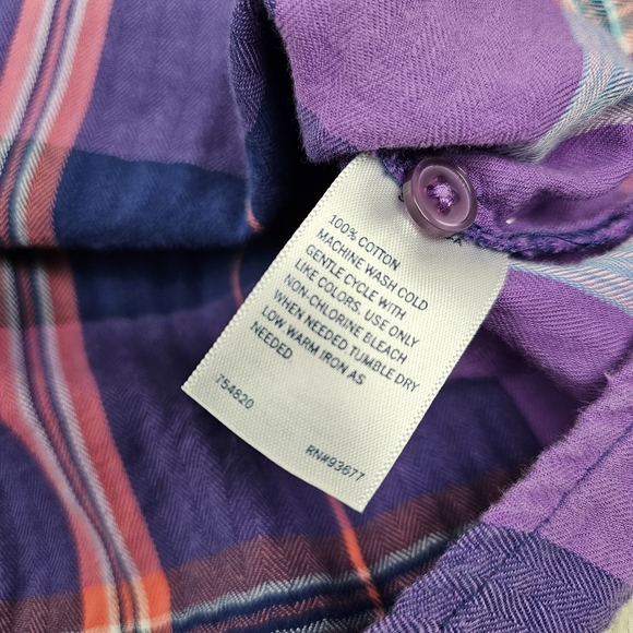 St. John's Bay Plaid Cotton Button Down Shirt - Picture 9 of 10